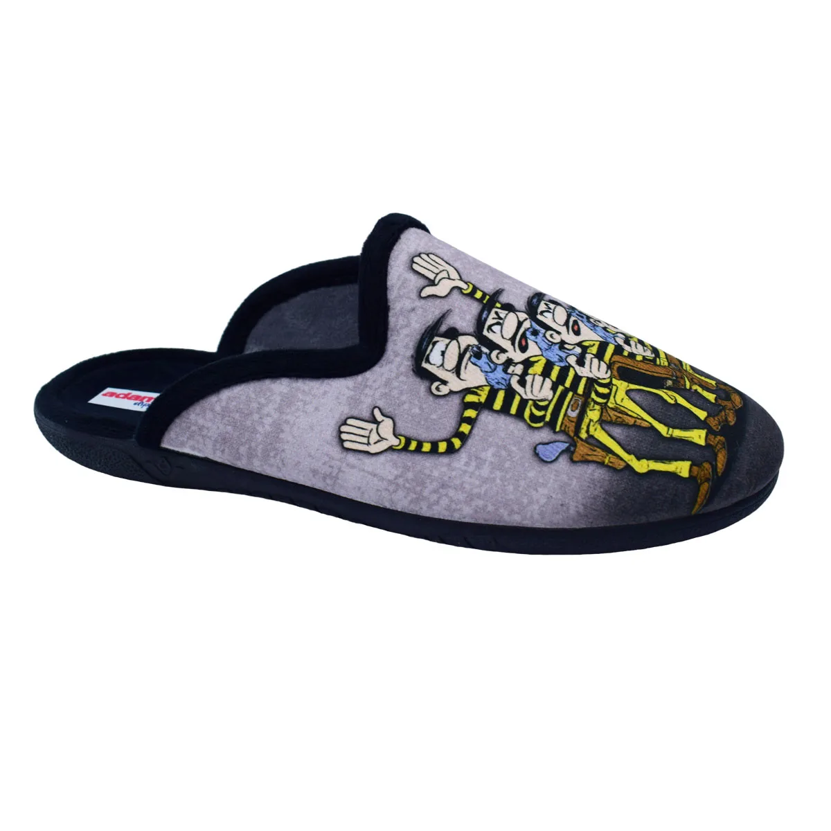 Ανδρικές υφασμάτινες παντόφλες Comfort  με τόν Lucky Luke  χειμερινές της Adams - Negro