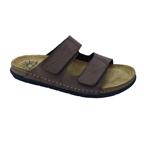 Ανδρικά Ανατομικά Δερμάτινα  Comfort  σανδάλια της SUNNY SANDALS με δερμάτινο πάτο  memory gel Καφέ