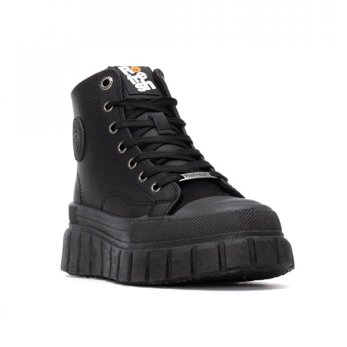 Γυναικεία μποτάκια wedges της εταιρίας Refresh σε sport look από vegan Υλικά σε Μαύρο