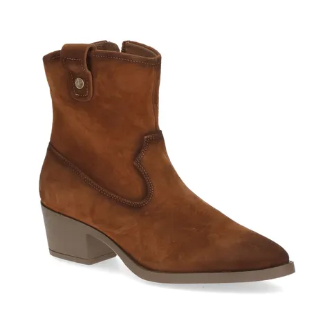 Γυναικεία Μποτάκια Ankle boots,Cowboy style με τη ποιότητα του οίκου   CAPRICE   από suede - Ταμπά