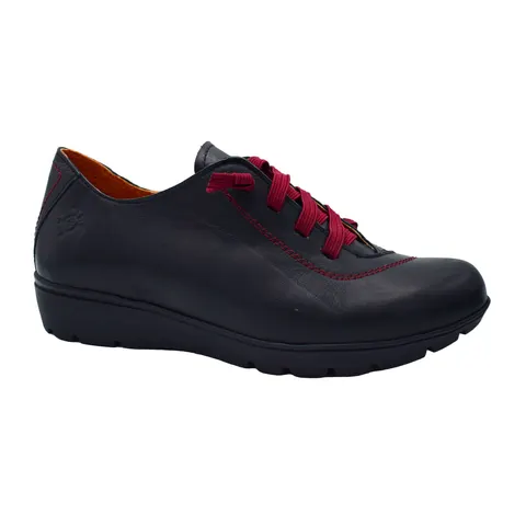 Ανατομικά Comfort δερμάτινα sneakers με ελαστικα κορδόνια της Pyramis σε μαύρο