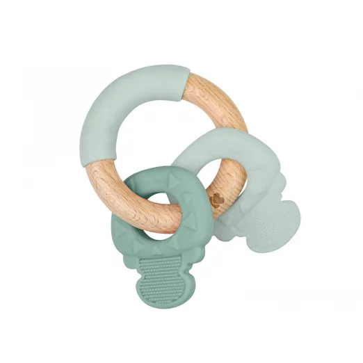 Silicone and wood teether Keys Mint