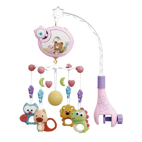 ΜΟΥΣΙΚΟ ΚΡΕΒΑΤΙΟΥ ΜΕ ΦΩΣ CARTOON BEAR PINK BEBE STARS