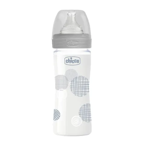 Μπιμπερό Γυάλινο Well Being Unisex 240ml με Θηλή Σιλικόνης