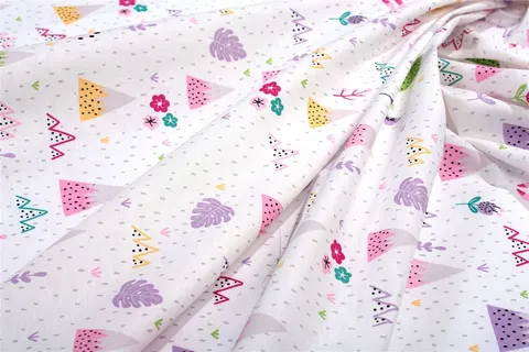 Σεντονάκι Λίκνου bebe Whimsical Mountainside 587 80X110 White-Pastel Lilac 100% Cotton