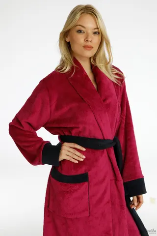 Σούπερ Απαλή Κ Ζεστή Wellsoft Polar Fleece Μίντι Σταυρωτή Ρόμπα Με Πέτο Με Διχρωμία, Γίνεται Κ Μονόχρωμη, Εξαίσια Κ Σε Πολύ Μεγάλα Μεγέθη
