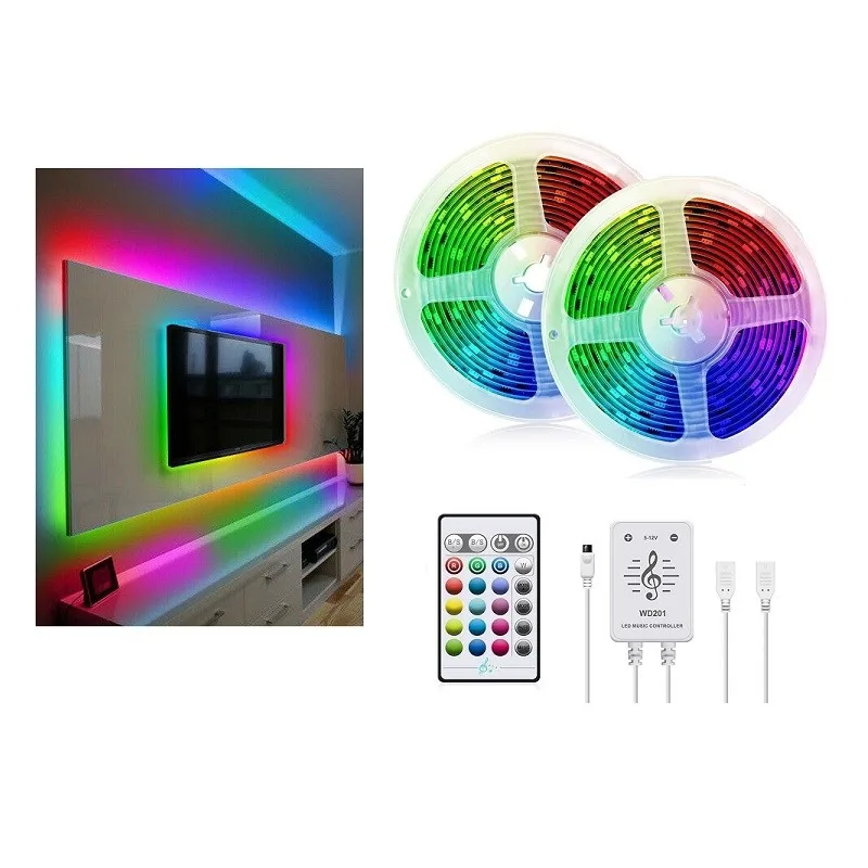 Εύκαμπτη Αδιάβροχη Ταινία Dreamcolor Led 2x5m με Αισθητήρα Ήχου και Τηλεχειριστήριο