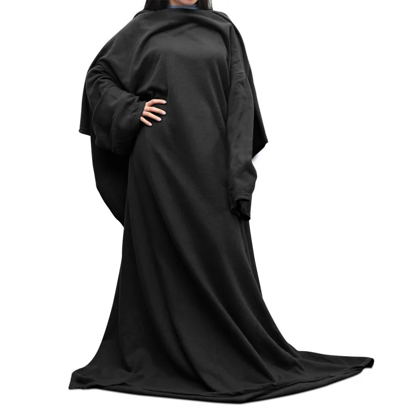 Κουβέρτα Fleece με Μανίκια 180-135cm Μαύρη