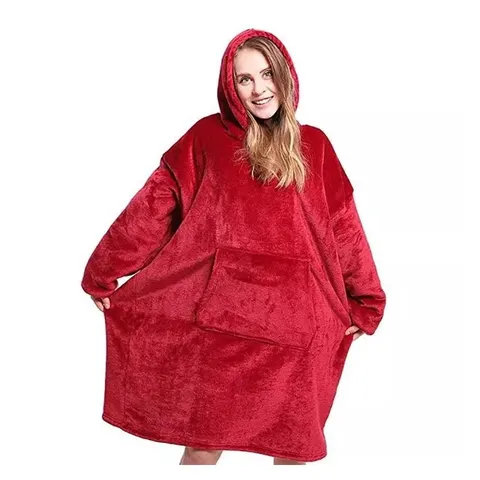 Μπλούζα-Κουβέρτα Fleece με Επένδυση Γουνάκι και Μακριά Μανίκια Κόκκινο