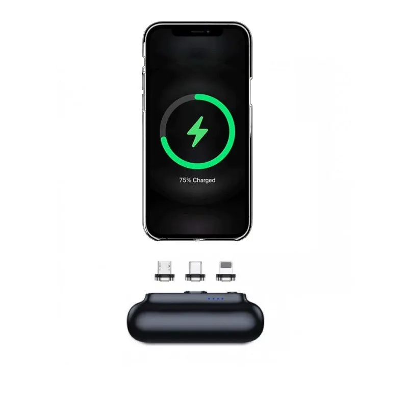 Mίνι Ασύρματος Μαγνητικός Φορτιστής 5000mAh για Τύπος C, USB Micro και iPhone