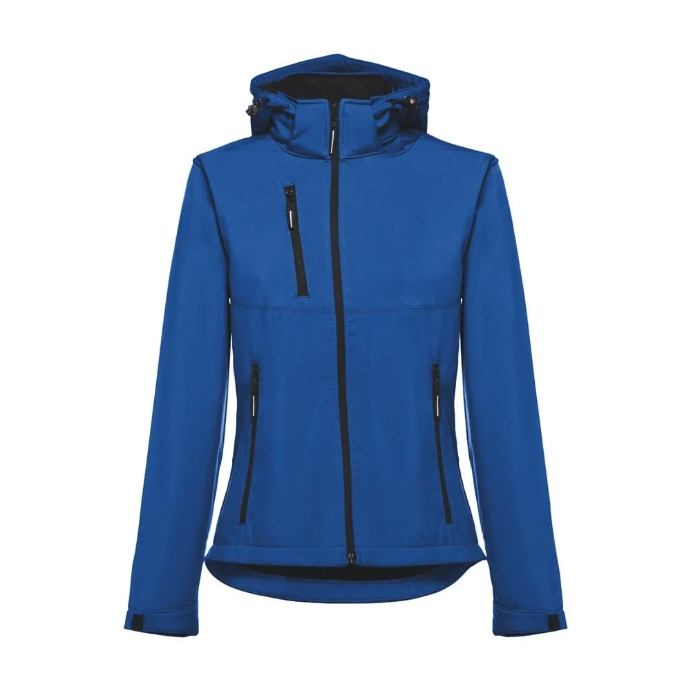 THC ZAGREB WOMEN. Γυναικείο σακάκι softshell με ζώνη - l, μπλε-ρουά - pa_μέγεθος: l, pa_χρώματα: μπλε-ρουά