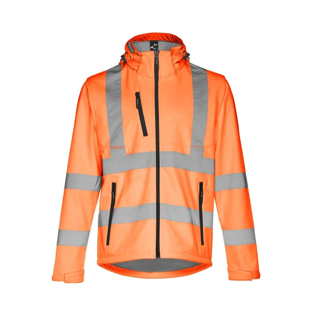 THC ZAGREB WORK. Σακάκι softshell υψηλής ορατότητας (unisex) - m, εξάχρωμο-πορτοκάλι - pa_μέγεθος: m, pa_χρώματα: εξάχρωμο-πορτοκάλι