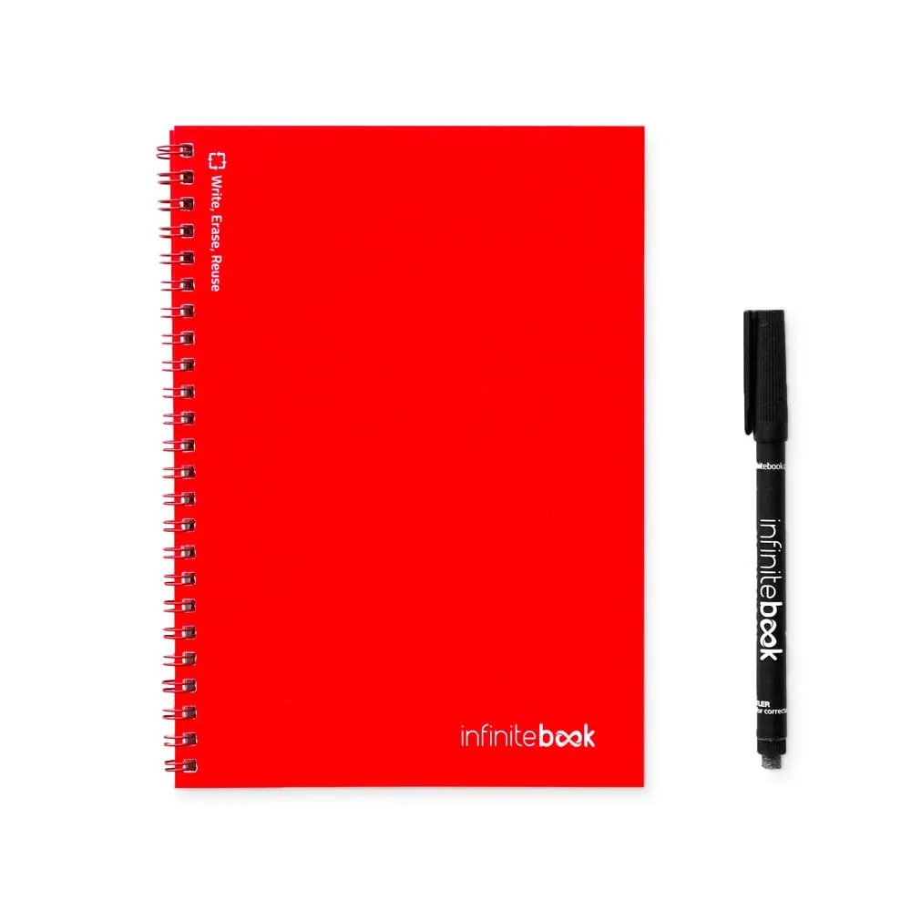 INFINITEBOOK PLAIN A5. Infinitebook με εύκαμπτο εξώφυλλο και 15 απλές σελίδες λευκού πίνακα - κόκκινο - pa_χρώματα: κόκκινο
