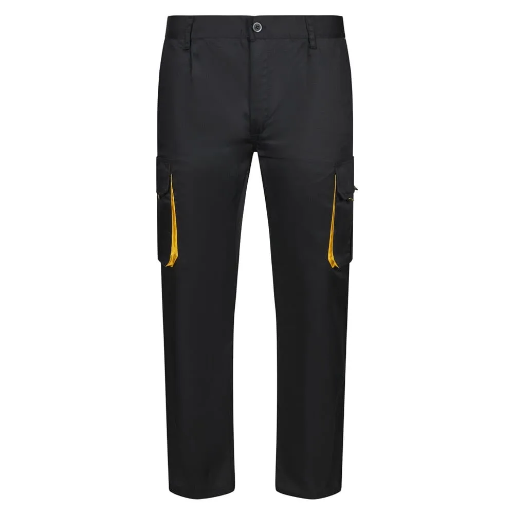 VL HYPNOS. Δίχρωμο παντελόνι twill με πολλαπλές τσέπες (200g/m²), από βαμβάκι (35%) και πολυεστέρα (65%) - 36, μαύρο - pa_μέγεθος: 36, pa_χρώματα: μαύρο