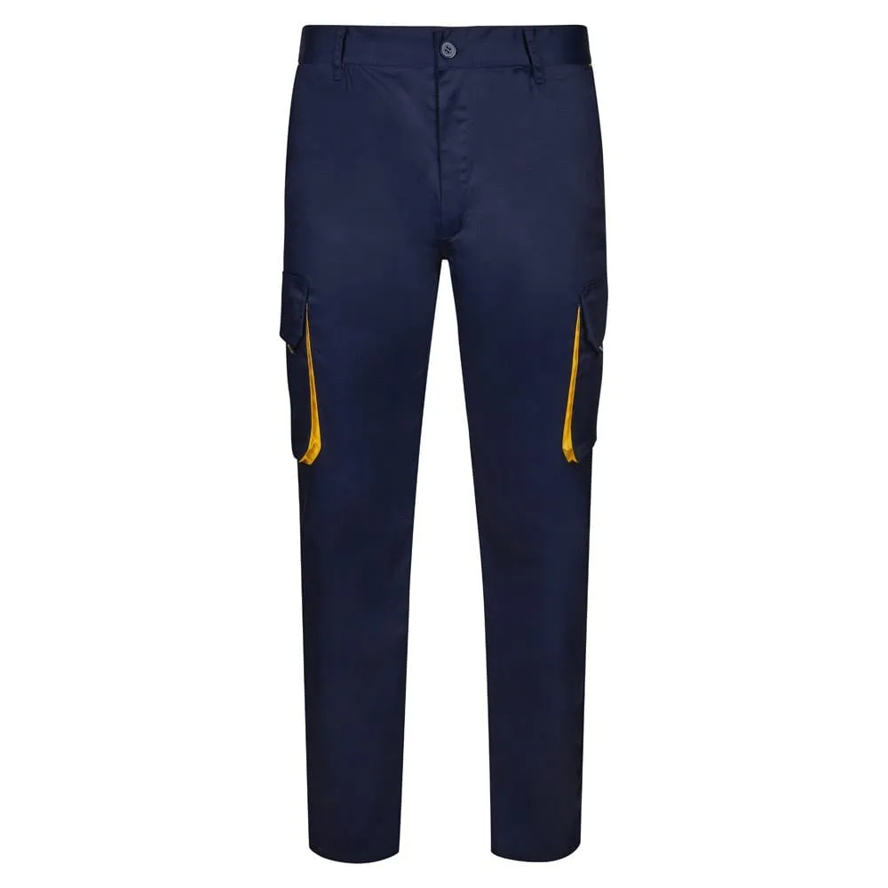 VL HYPNOS. Δίχρωμο παντελόνι twill με πολλαπλές τσέπες (200g/m²), από βαμβάκι (35%) και πολυεστέρα (65%) - 44, μπλε - pa_μέγεθος: 44, pa_χρώματα: μπλε