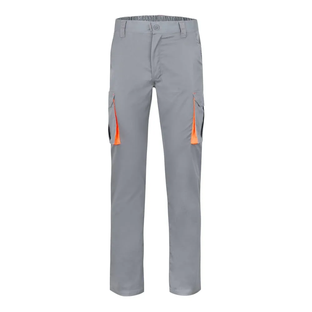 VL HYPNOS. Δίχρωμο παντελόνι twill με πολλαπλές τσέπες (200g/m²), από βαμβάκι (35%) και πολυεστέρα (65%) - 60, γκρί - pa_μέγεθος: 60, pa_χρώματα: γκρί