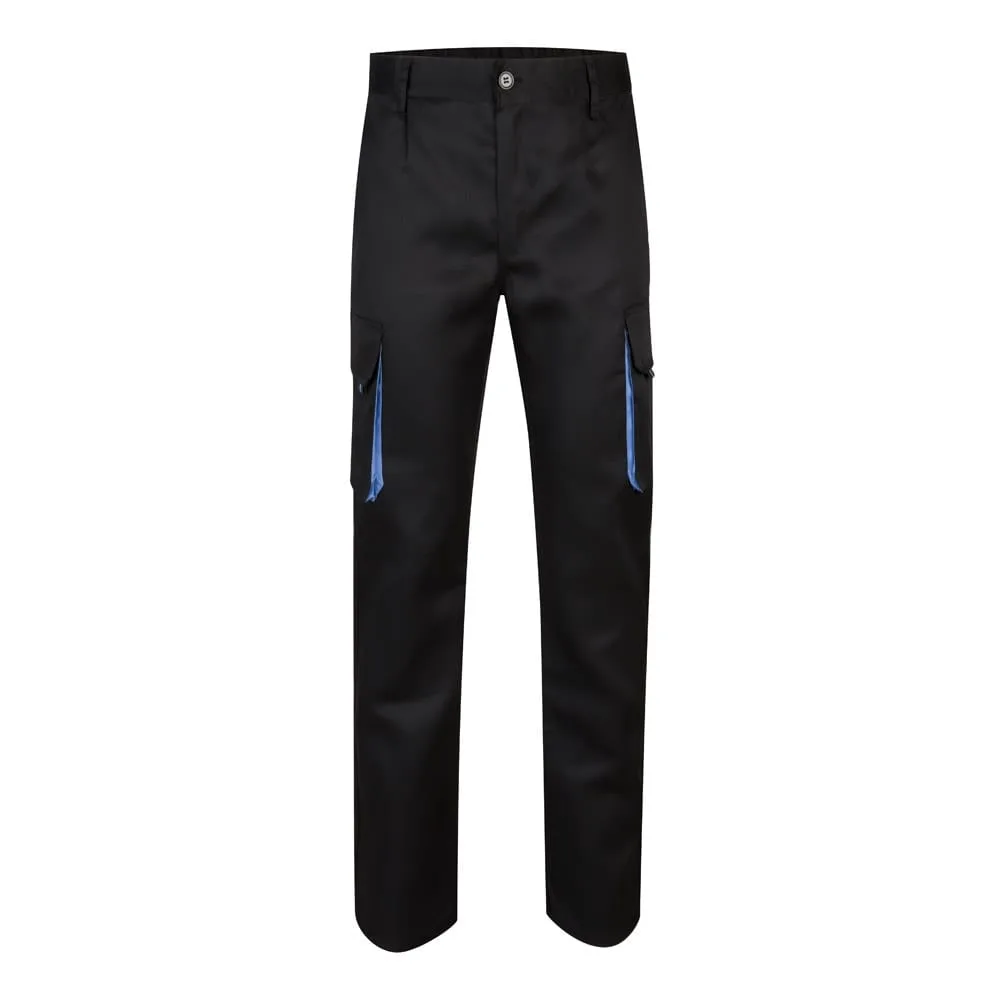 VL HYPNOS. Δίχρωμο παντελόνι twill με πολλαπλές τσέπες (200g/m²), από βαμβάκι (35%) και πολυεστέρα (65%) - 56, μαύρο - pa_μέγεθος: 56, pa_χρώματα: μαύρο