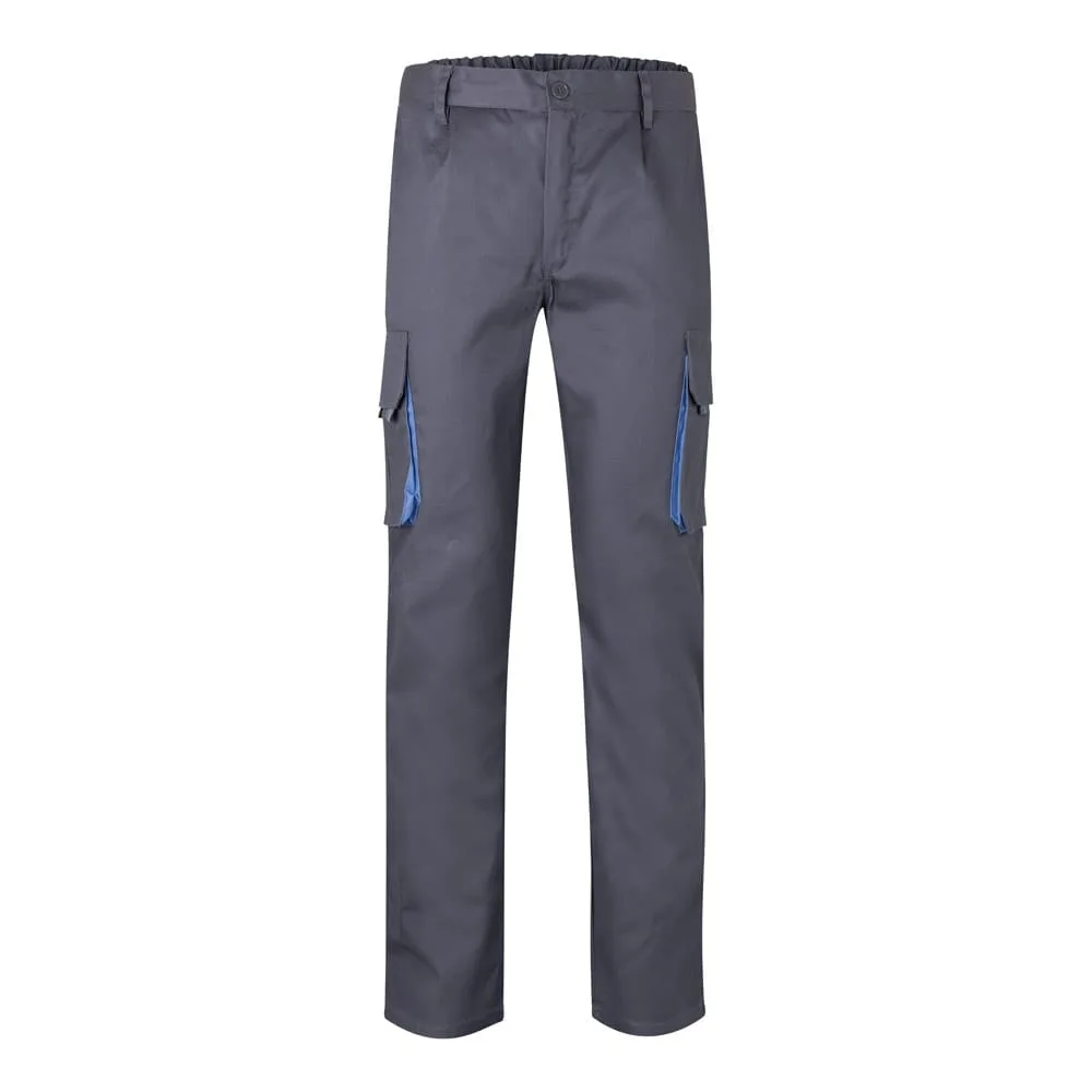 VL HYPNOS. Δίχρωμο παντελόνι twill με πολλαπλές τσέπες (200g/m²), από βαμβάκι (35%) και πολυεστέρα (65%) - 42, γκρί - pa_μέγεθος: 42, pa_χρώματα: γκρί