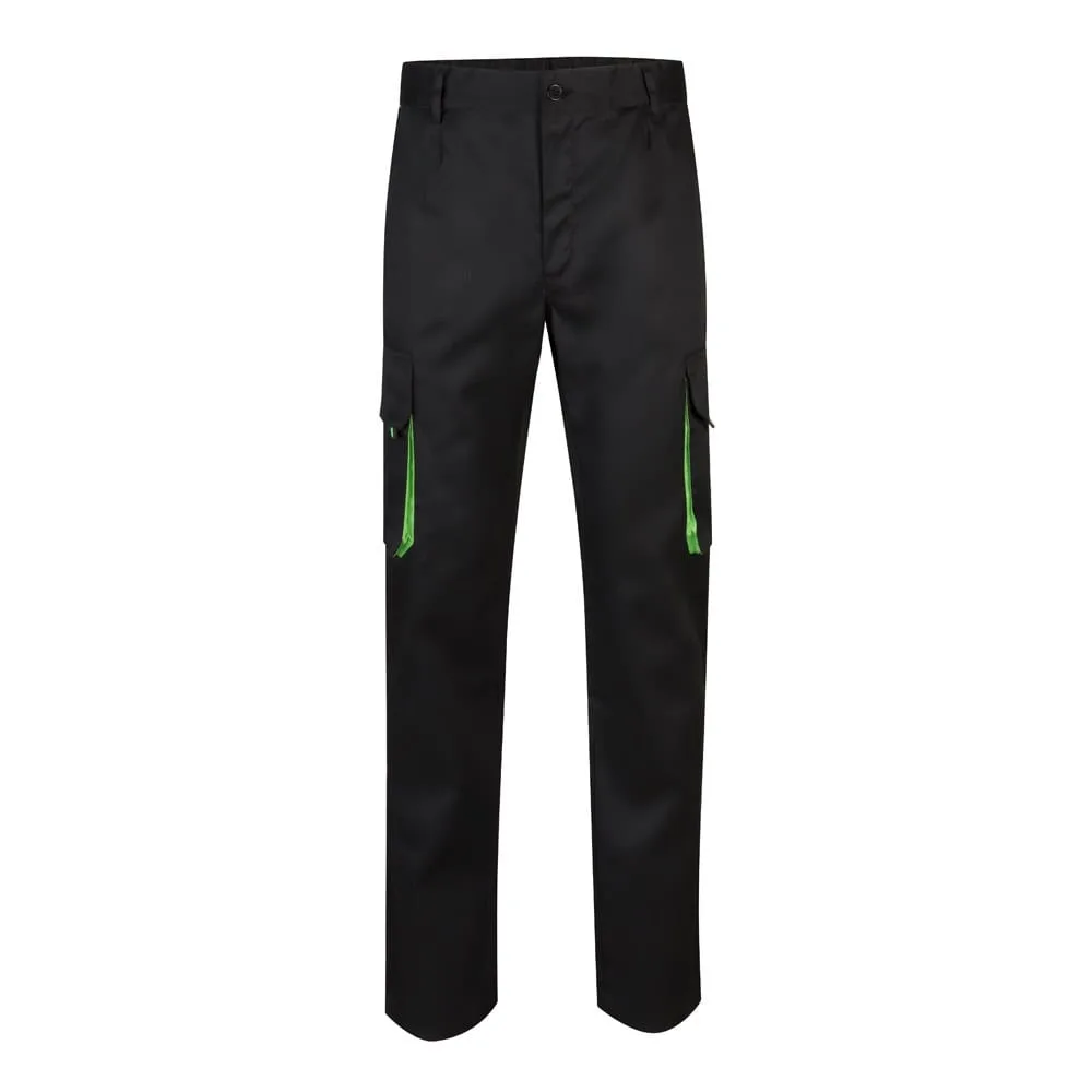 VL HYPNOS. Δίχρωμο παντελόνι twill με πολλαπλές τσέπες (200g/m²), από βαμβάκι (35%) και πολυεστέρα (65%) - 46, μαύρο - pa_μέγεθος: 46, pa_χρώματα: μαύρο
