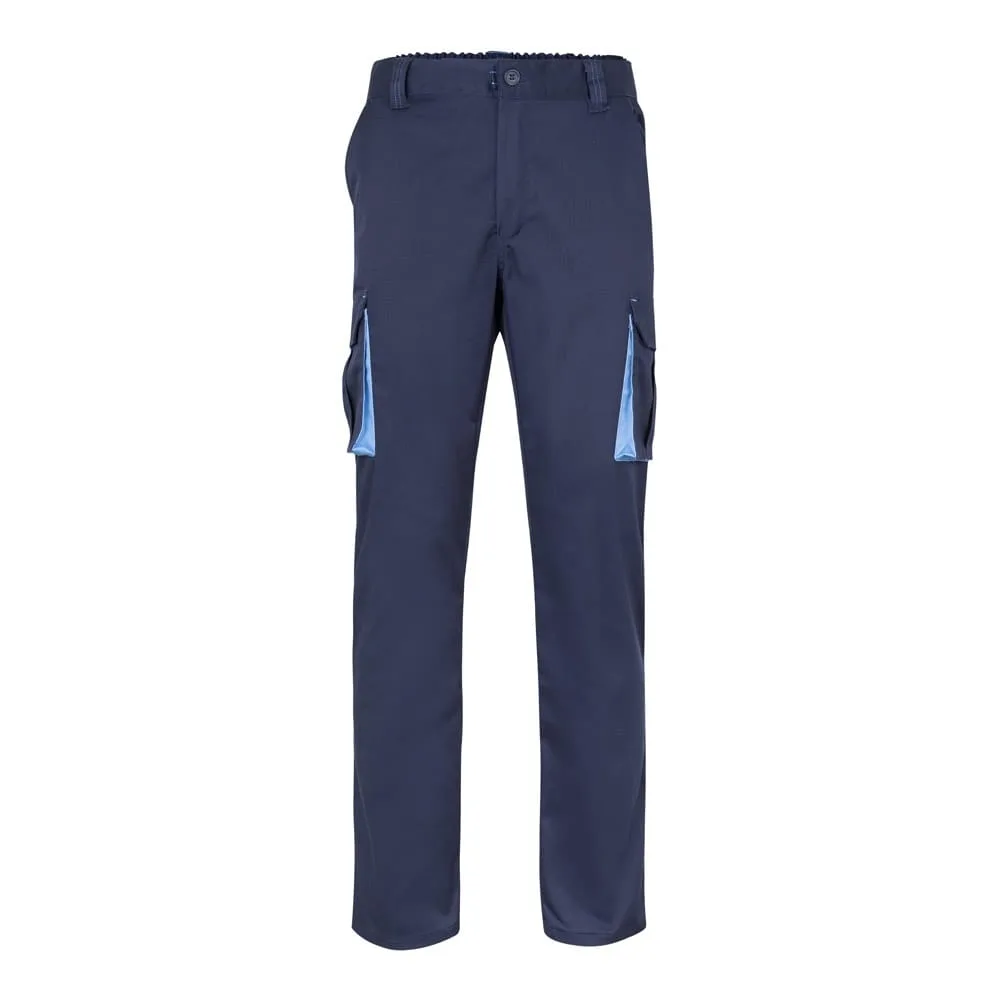 VL HYPNOS. Δίχρωμο παντελόνι twill με πολλαπλές τσέπες (200g/m²), από βαμβάκι (35%) και πολυεστέρα (65%) - 52, μπλε - pa_μέγεθος: 52, pa_χρώματα: μπλε