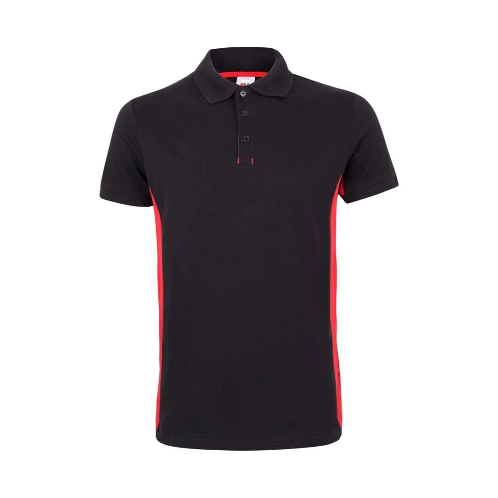 VL SUPAY. Μπλουζάκι πόλο δίχρωμο πικέ (180g/m²), κοντομάνικο, από βαμβάκι (60%) και πολυεστέρα (40%) - xl, μαύρο - pa_μέγεθος: xl, pa_χρώματα: μαύρο