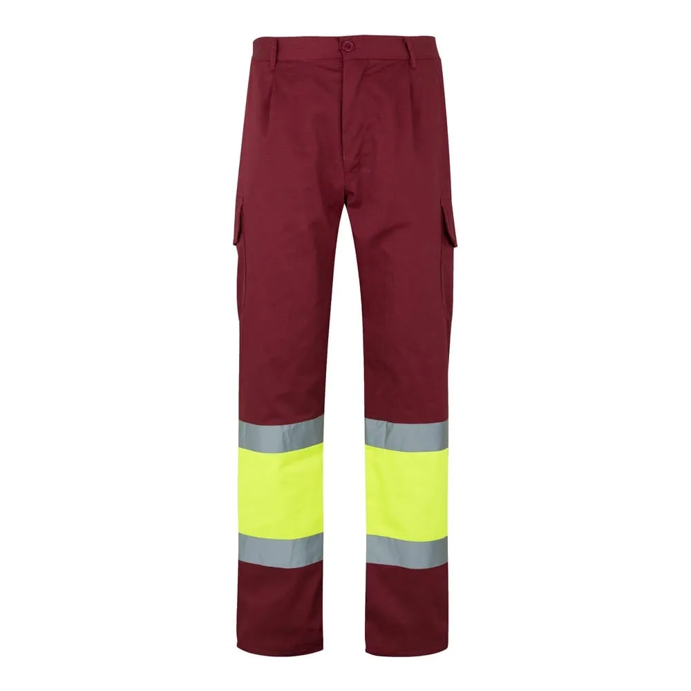 VL ATHENA. Δίχρωμο παντελόνι twill (210g/m²), με επένδυση, πολλές τσέπες, από βαμβάκι (20%) και πολυεστέρα (80%) - m, βουργουνδί - pa_μέγεθος: m, pa_χρώματα: βουργουνδί