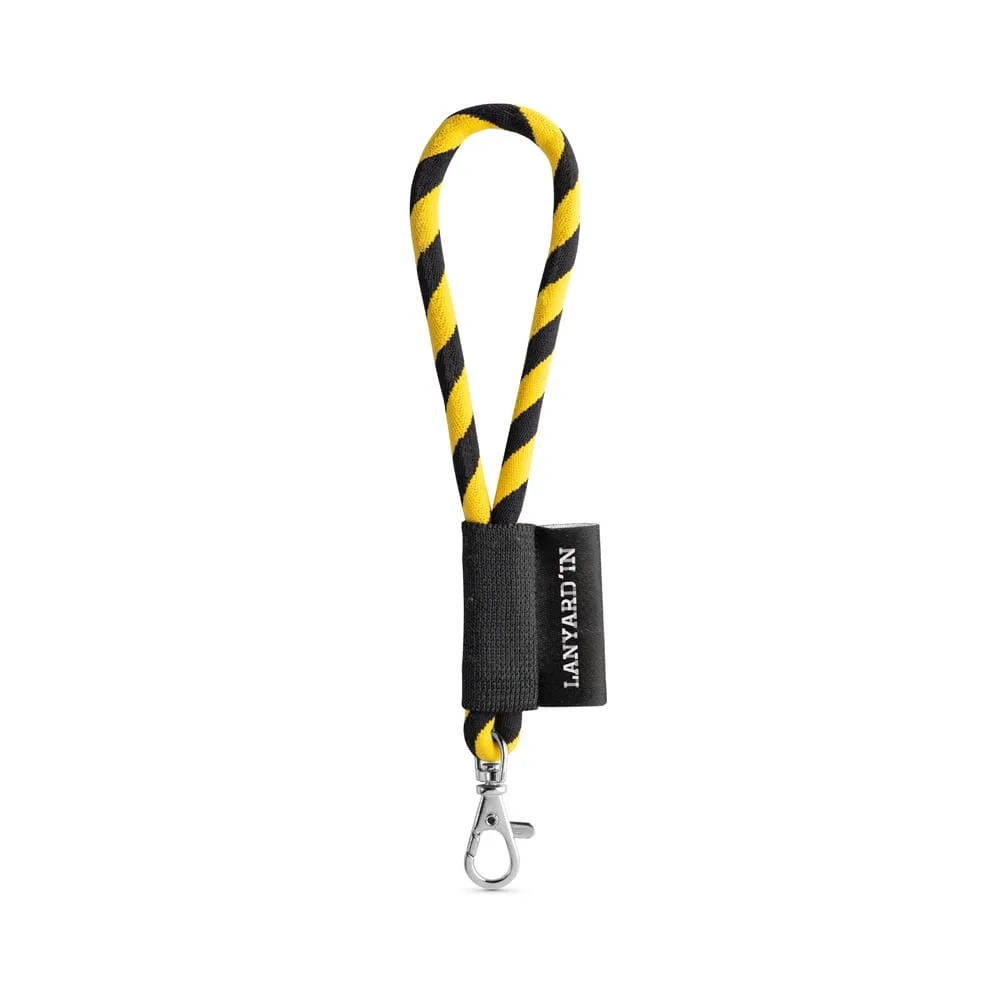 75090. SET Lanyard TUBE Short (Ø 7 mm) με καραμπίνερ πύλης 9 mm - μαύρο - pa_χρώματα: μαύρο