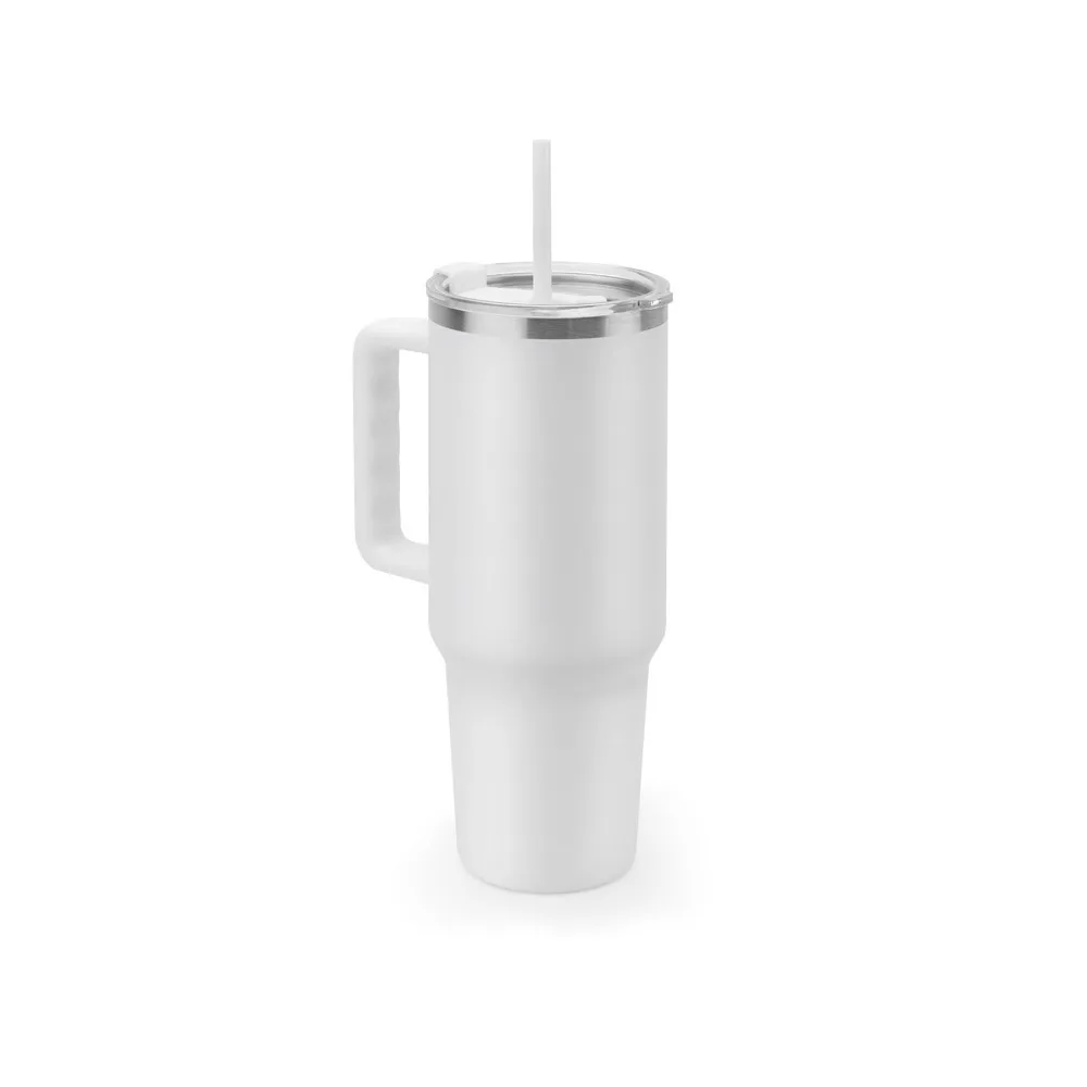 JOYNER XL. Μεγάλο κύπελλο ταξιδιού από ανοξείδωτο χάλυβα (91% ανακυκλωμένο) με διπλό τοίχωμα με μόνωση κενού και ματ φινίρισμα 1300 mL - λευκό - pa_χρώματα: λευκό