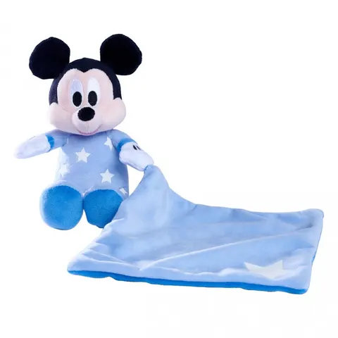 Mickey Mouse που Φωσφορίζει στο Σκοτάδι με Πανάκι Παρηγοριάς και Μπλε Πιτζάμες Βρεφικό Λούτρινο 17cm