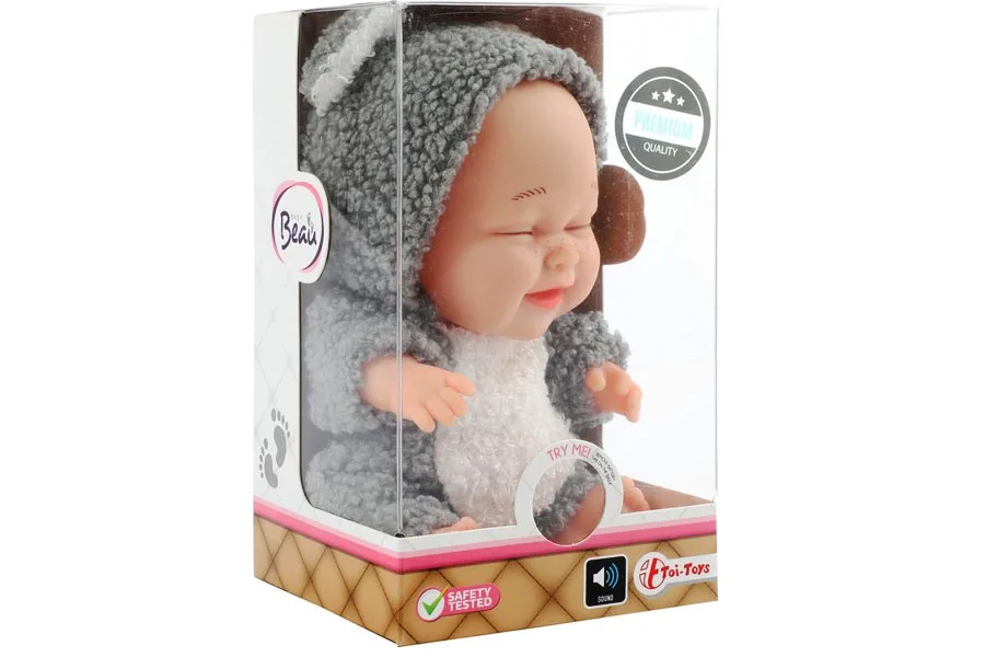 Κούκλα Μωρό Με ήχο Γκρι Χρώμα 23cm Toi-Toys