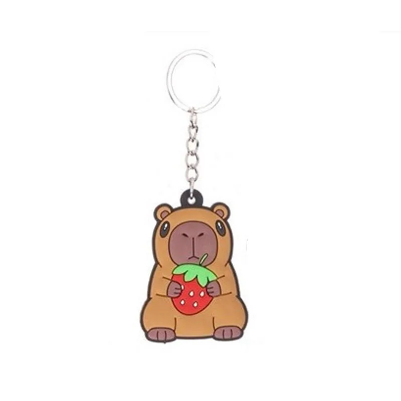 Μπρελόκ PVC Capybara με Φράουλα 5cm