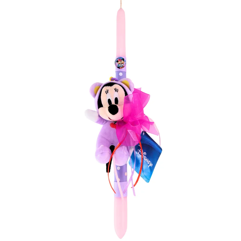 Πασχαλινή Λαμπάδα Μπρελόκ Minnie Mouse Με Μοβ Φόρμα Λούτρινο 15cm Disney