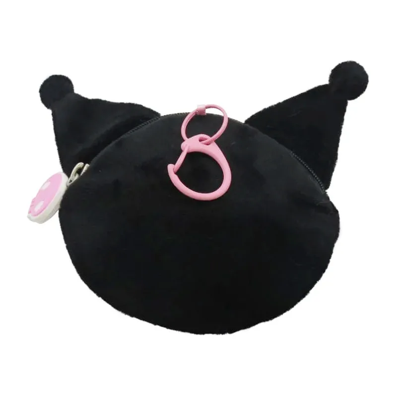 Πορτοφόλι Στρογγυλό Λούτρινo  Βελούδινο Kuromi "Hello Kitty" Μαύρο Χρώμα