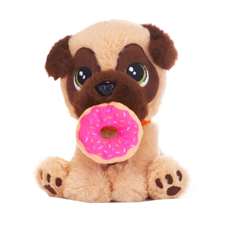 Σκυλάκι Pug με Ντόνατς στο Στόμα Λούτρινο 23cm