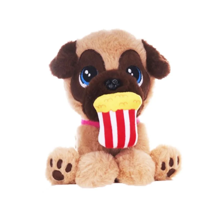 Σκυλάκι Pug με Ποπ Κορν στο Στόμα Λούτρινο 15cm