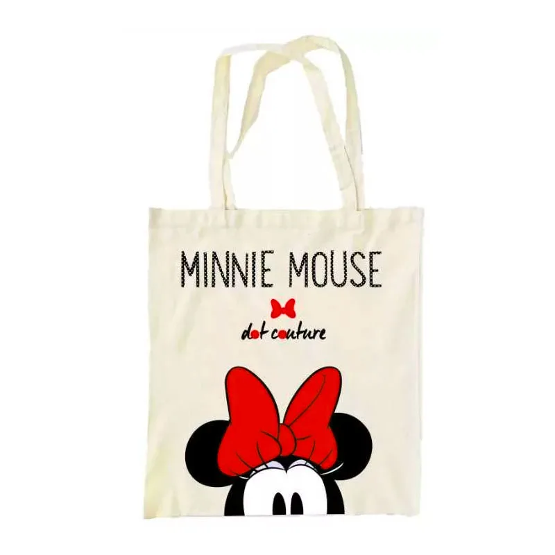 Τσάντα για Ψώνια Πάνινη Minnie Mouse Μπεζ Χρώμα 36x39x0,4cm