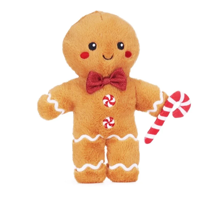 Χριστουγεννιάτικο Gingerbread Με Κόκκινο Παπιγιόν και Καραμέλα Λούτρινο 25cm