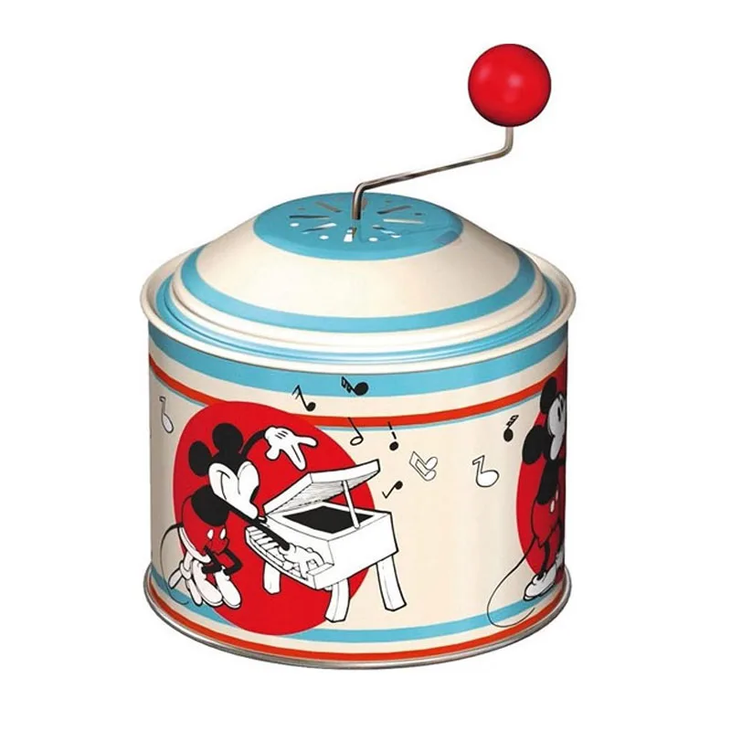 ​Vintage Mickey Mouse Μεταλλικό Μουσικό Κουτί Στρογγυλό 10.5 x 7.5 cm