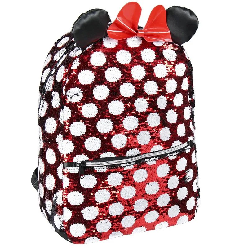 ​Σχολική Τσάντα Πλάτης Δημοτικού Minnie Mouse με Παγέτα Sequin Κόκκινο Μαύρο