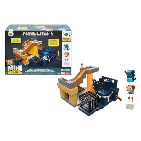 Σετ Παιχνιδίου Mattel Minecraft Mini Mode Rise of the Warden με 2 Φιγούρες Steve και Warden