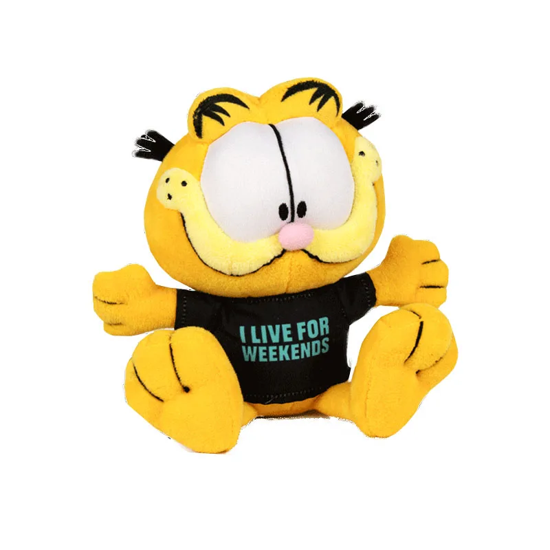Garfield Καθιστός Με Μαύρο Μπλουζάκι Λούτρινο 20cm
