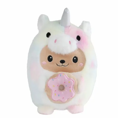 Michi Mochis Super Furry Kawaii Πολύχρωμος Μονόκερος Unicorn με Donuts Λούτρινο 21cm