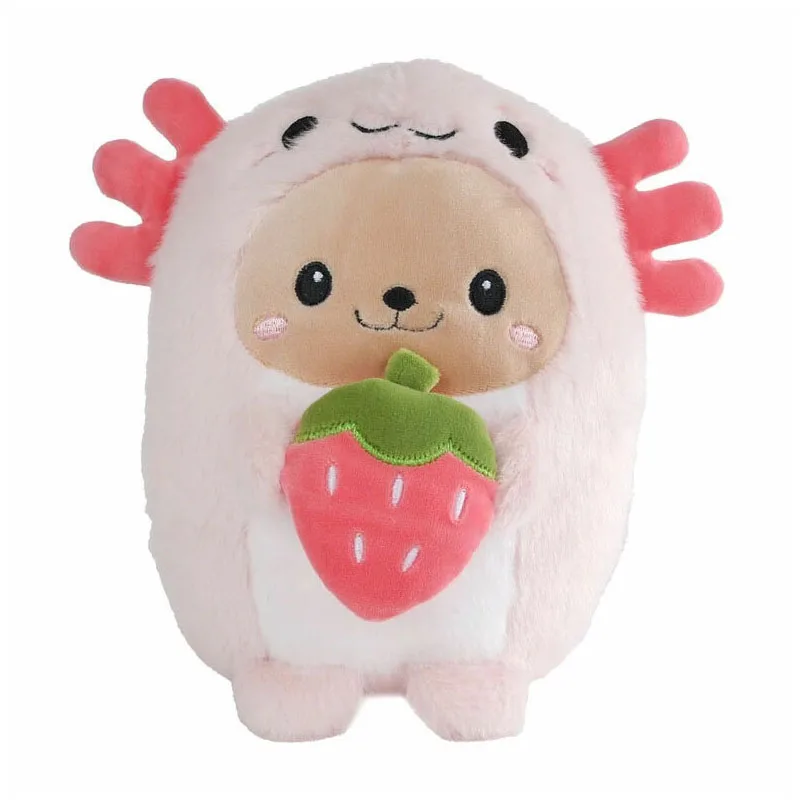 Michi Mochis Super Furry Kawaii Ροζ Axolotl με Φράουλα Λούτρινο 21cm