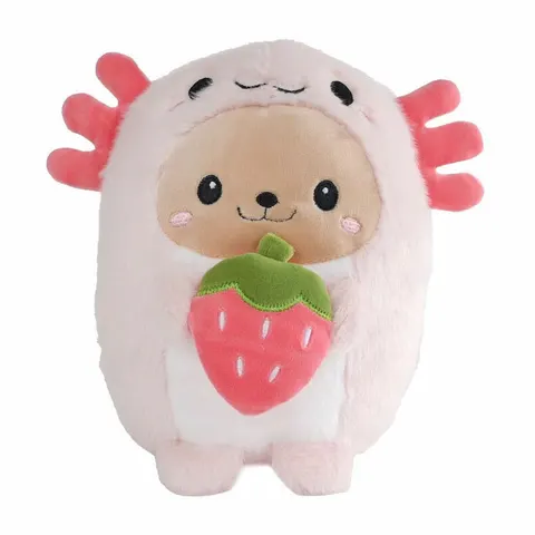 Michi Mochis Super Furry Kawaii Ροζ Axolotl με Φράουλα Λούτρινο 21cm