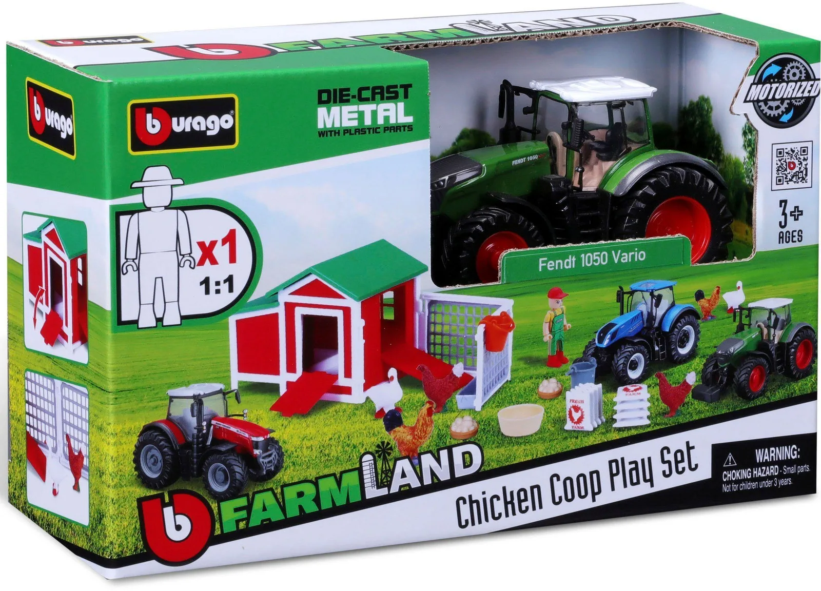 Σέτ Φάρμα με Τρακτέρ Bburago Farmland Chicken Coop για 3+ 18-31681