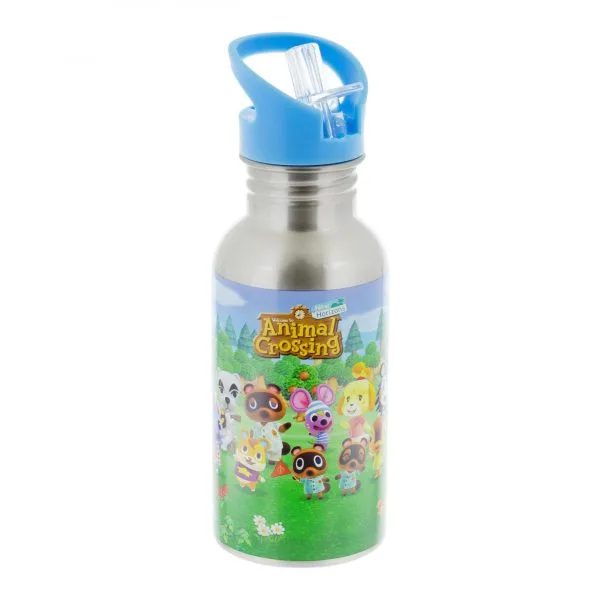 Παγούρι Αλουμινίου Paladone με Καλαμάκι Animal Crossing – Metal Water Bottle w Straw 500ml PP7928NN