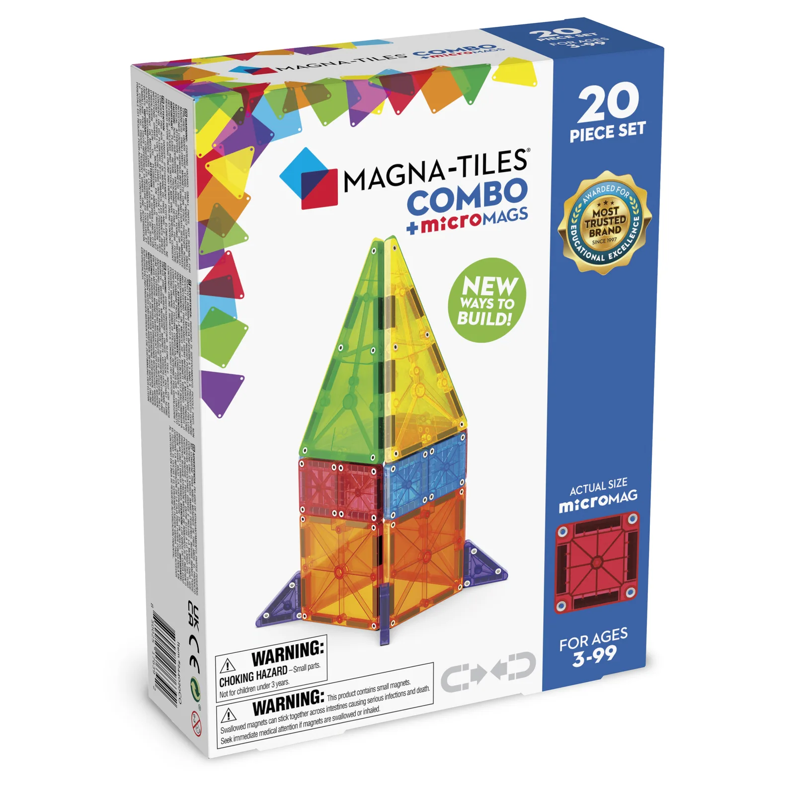 Μαγνητικό Παιχνίδι Κατασκευών Magna-Tiles Combo +MicroMAGS 20 Κομμάτια για 3+ Ετών 244020