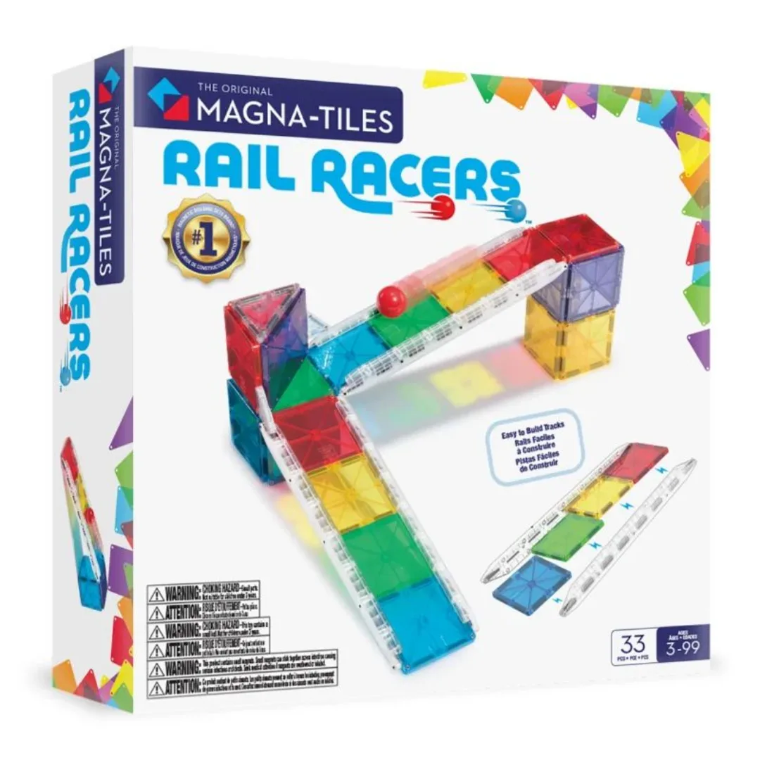 Μαγνητικό Παιχνίδι Κατασκευών Magna-Tiles Rail Racers 33 Κομμάτια για 3+ ετών 251033RR