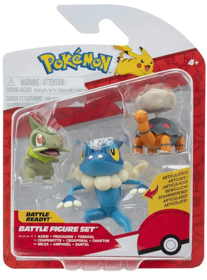 Pokemon Σετ με 3 Φιγούρες Μάχης Torkoal, Axew, Frogadier Wave 24 (JW095155-W24-4)