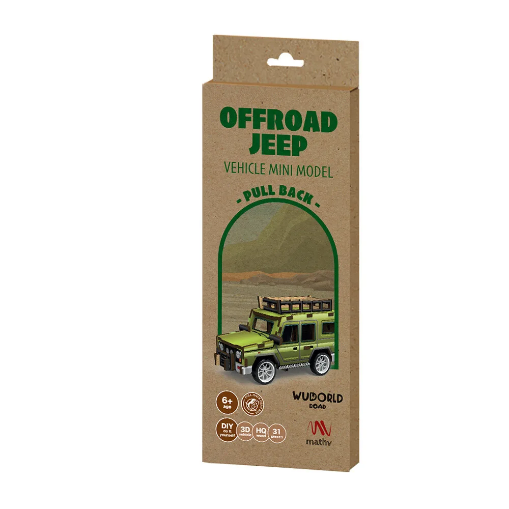 Ξύλινη Κατασκευή  Pull Back Offroad Jeep